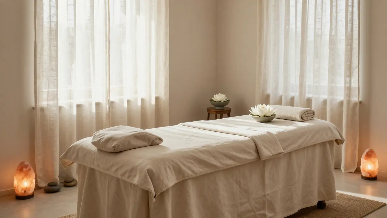 Klidný a bezpečný interiér profesionálního studia pro tantrickou práci.