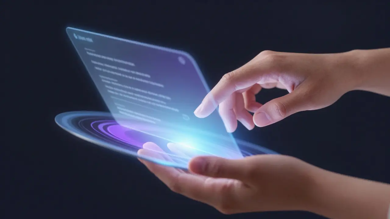 Abstraktní vizualizace spojení fyzického doteku a digitální výuky