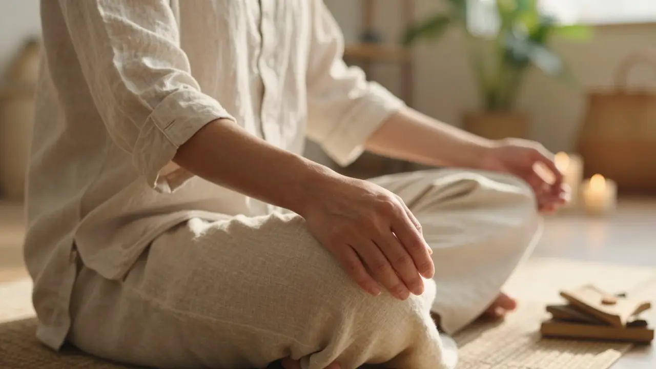Klidná meditace v přirozeném světle bez sexualizace
