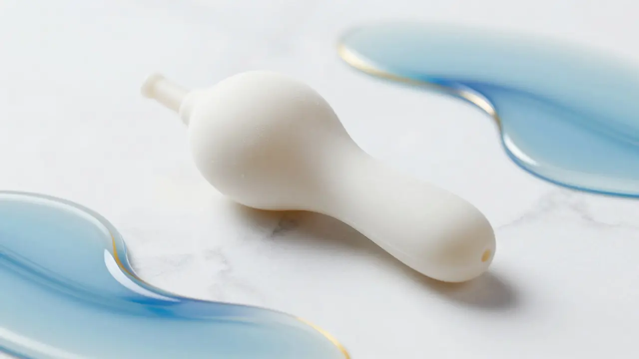 Ergonomická pomůcka z lékařského silikonu na bílém mramoru