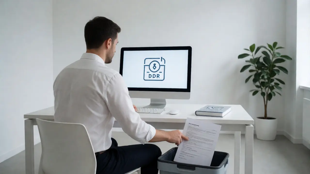 Masér ničí papírové poznámky klientů pro dodržení GDPR pravidel.